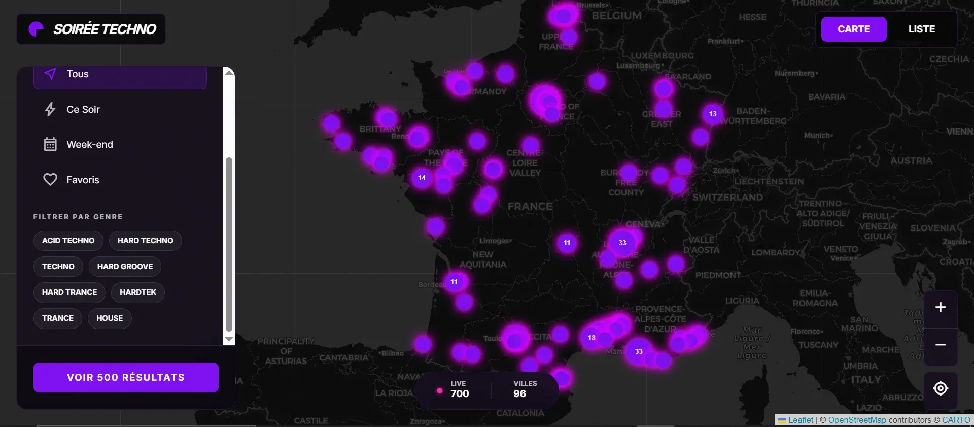 Soiree Techno - Vue détaillée